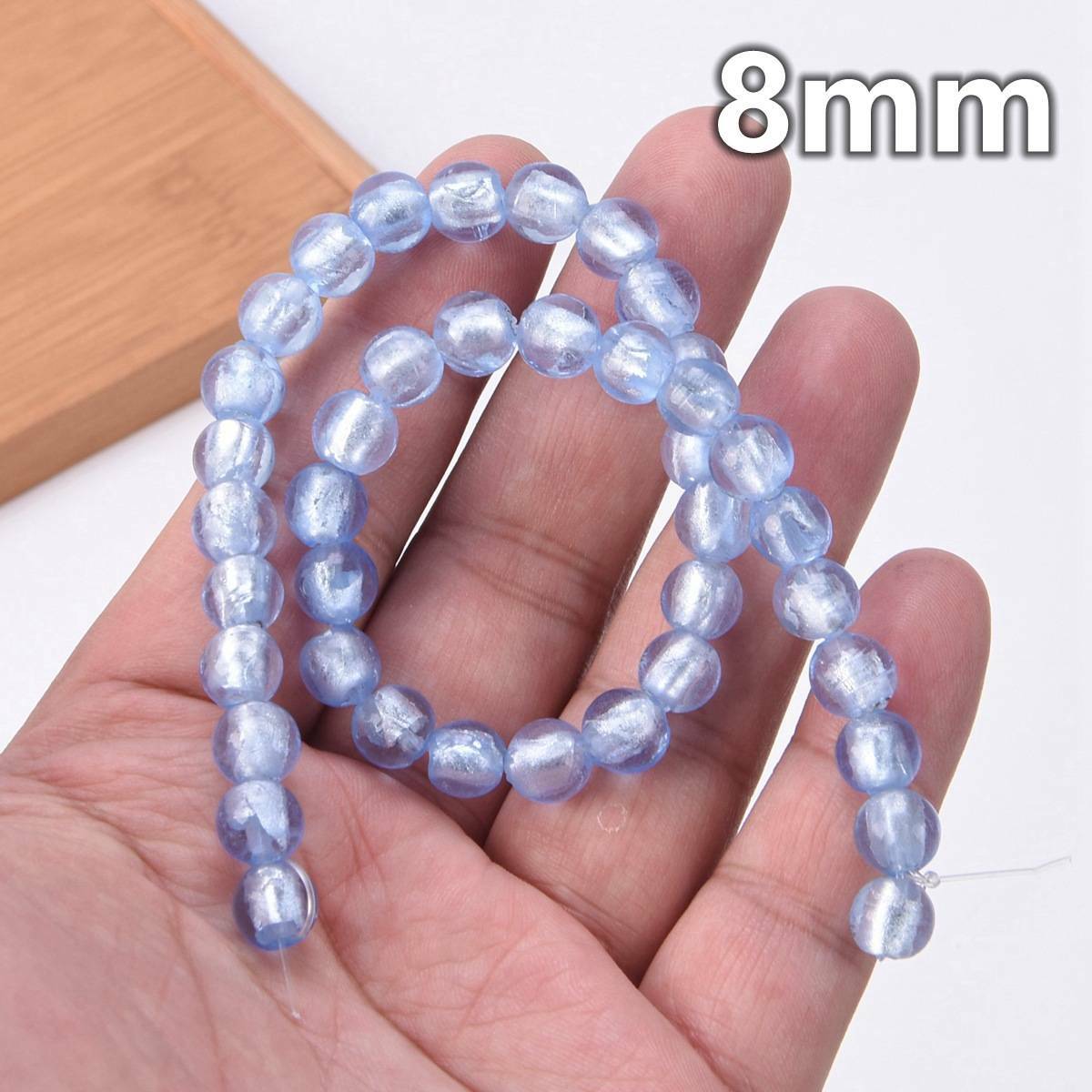 10pcs Round 8mm 10mm 12mm Foil Lampwork Glass Loose Beads for Jewelry Making