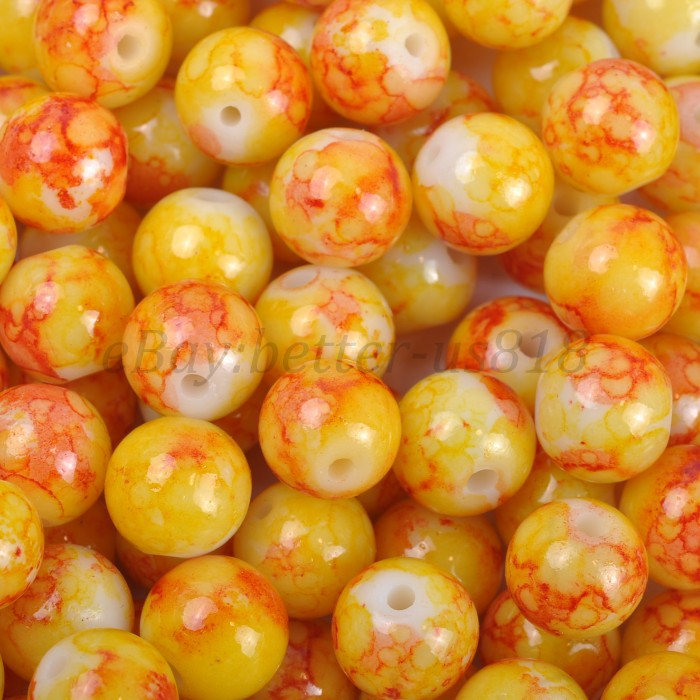 MOTTLE Glass Marble Effect Round Loose Beads – Choose from 4mm, 6mm and 8mm