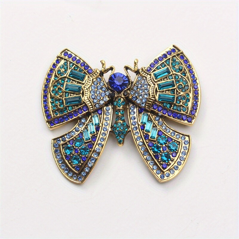 Vintage Luxury Butterfly Brooch with Rhinestones, Novelty Animal Shape Pin