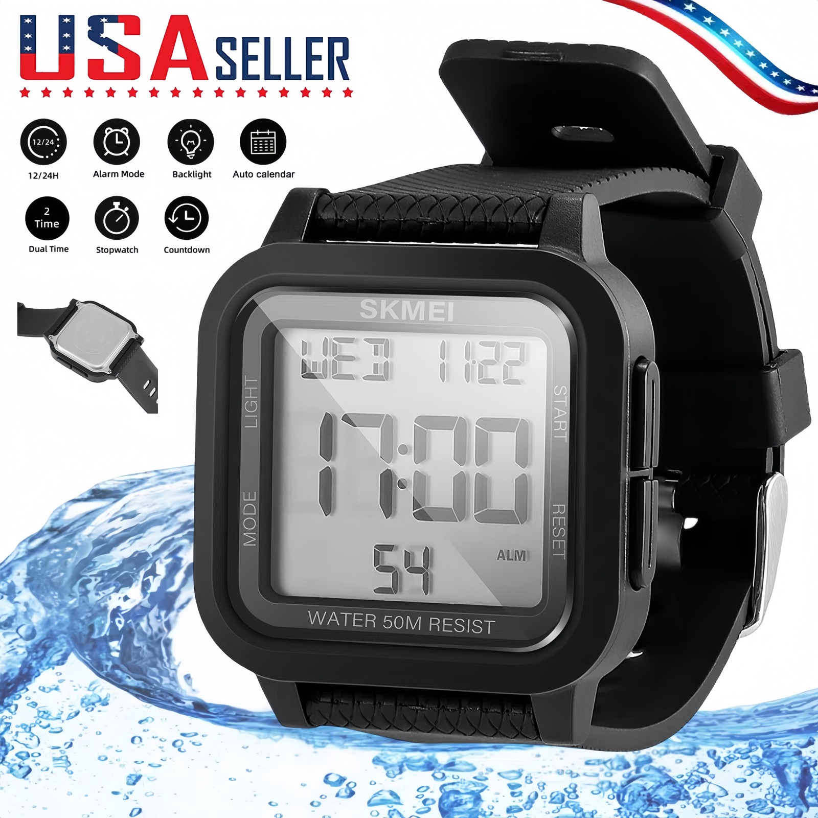 Waterproof Digital Sports Watch Military Tactical LED Backlight Wristwatch Men