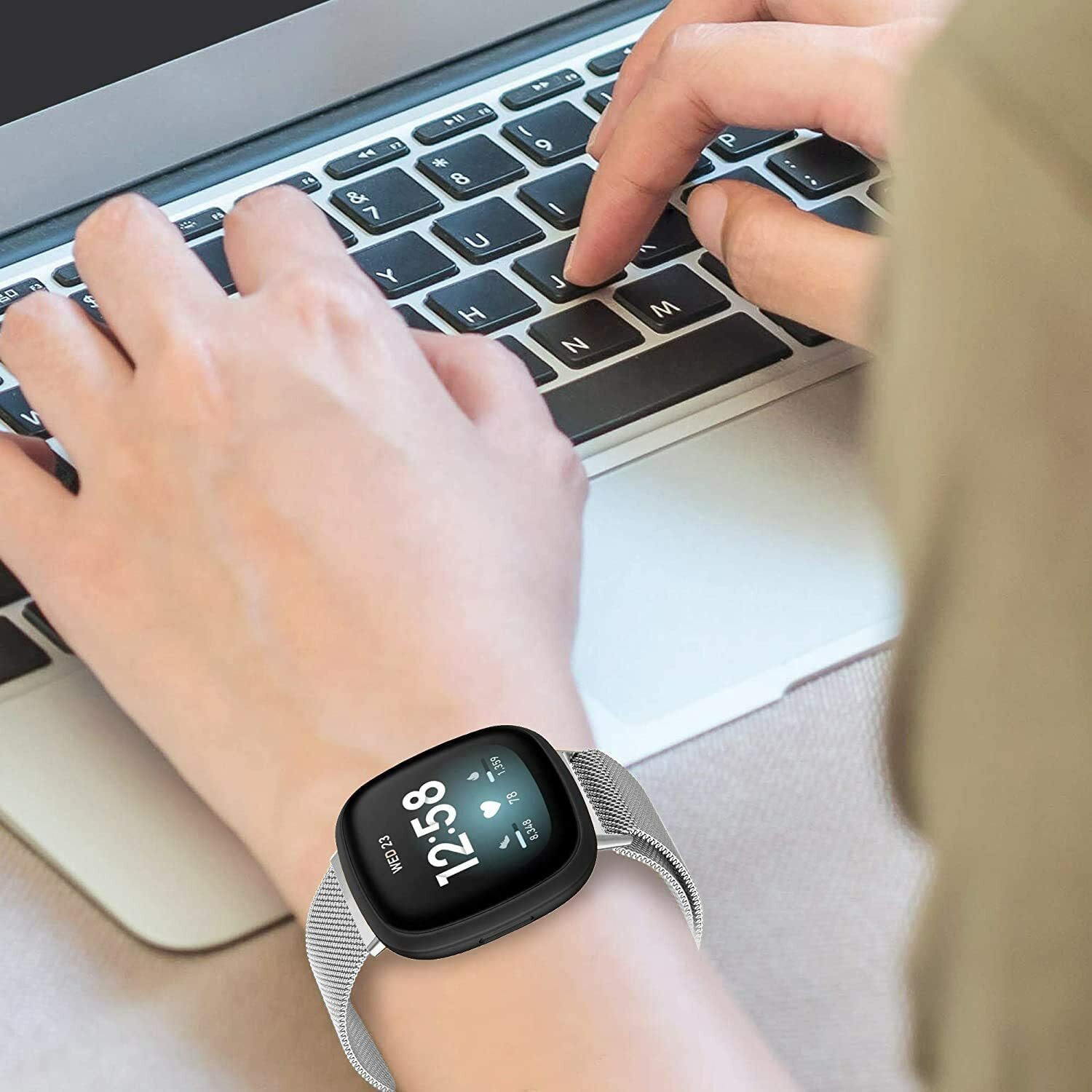 Metal Watch Band MagneticMilanese Stainless Steel Strap For Fitbit Versa 3/Sense