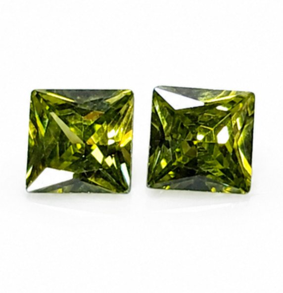 Certified Natural Green Sapphire Square Shape 5x5MM Loose Gemstone Pair
