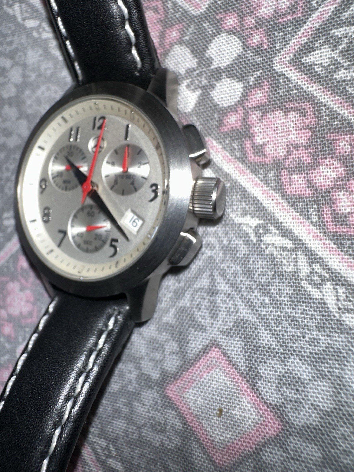 Mercedes-Benz Quartz Analog Chronograph Date Sport Wristwatch Black Leather Men