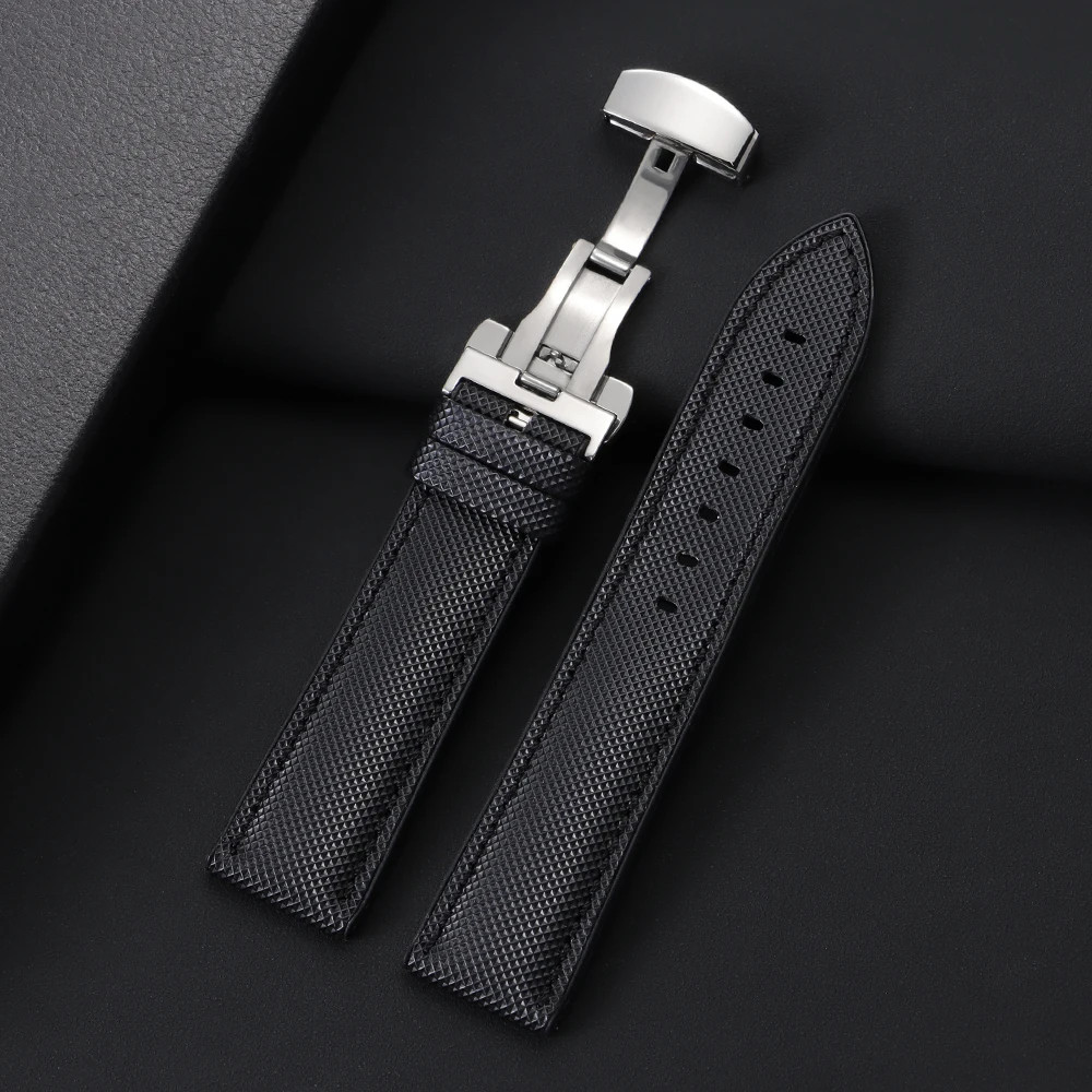 Nylon Rubber Strap 20-22mm Butterfly Buckle for IWC Tudor Seiko