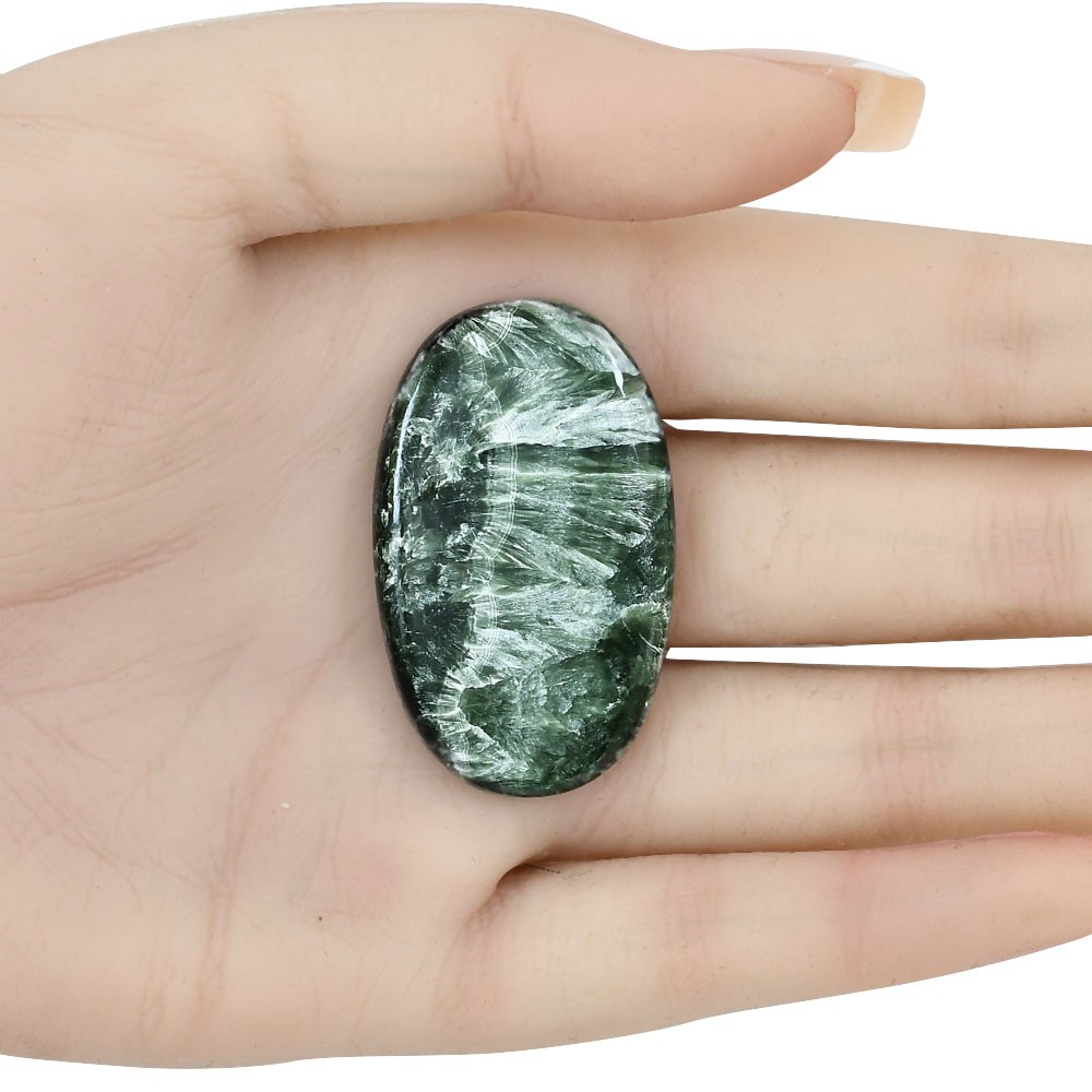 Natural Seraphinite 42.3×25.7×5 mm Oval Polished Gemstone LS02280-35