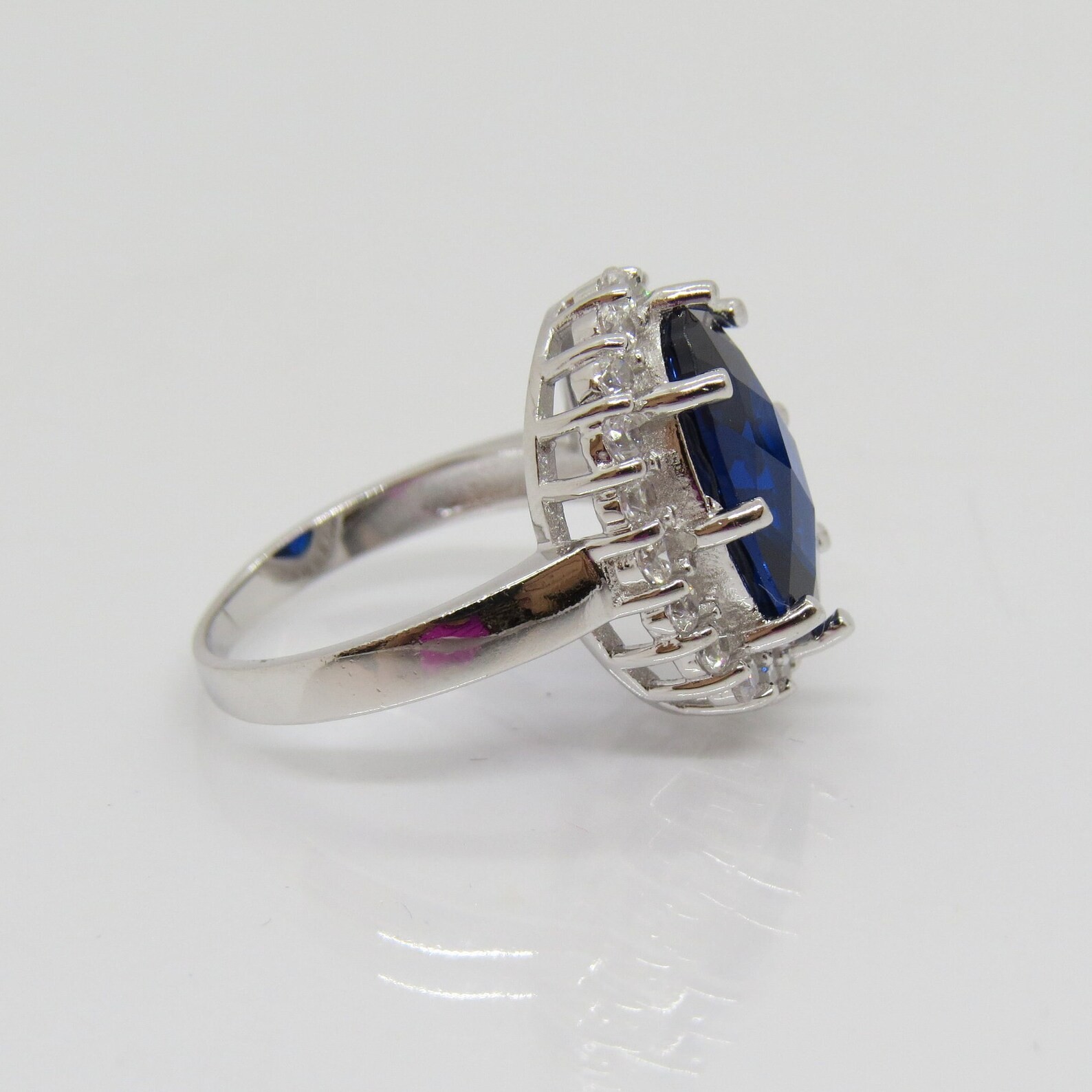 6.00 Ct Oval Cut Natural Sapphire Diamond Engagement Ring 14K Solid White Gold 8