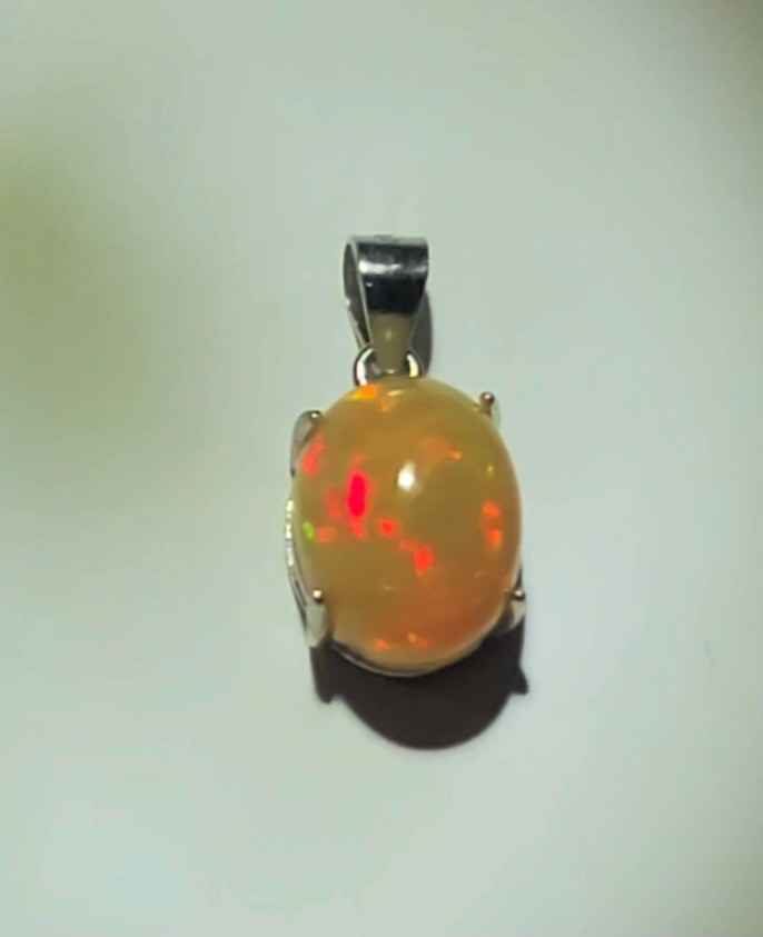 Ethiopian Honey Hue Fire Opal Natural 10X8/925 Sterling Silver (SEE DETAILS)