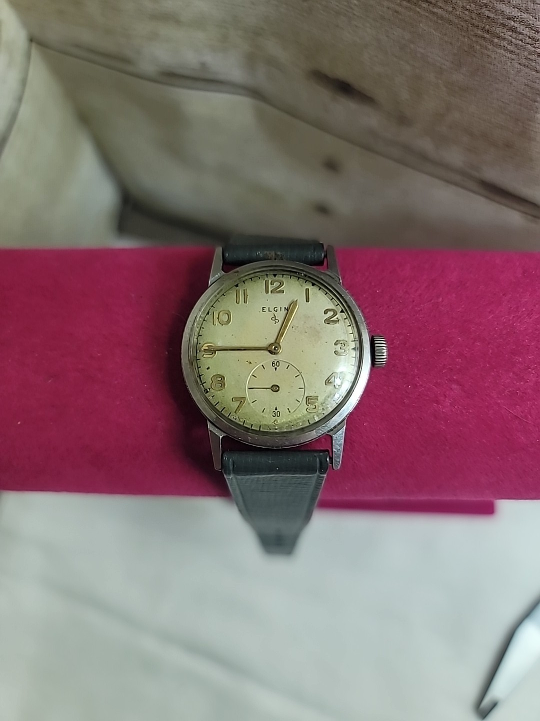 RARE! ELGIN DURAPOWER 554 MENS VINTAGE GOLD WATCH W/Belforte Band