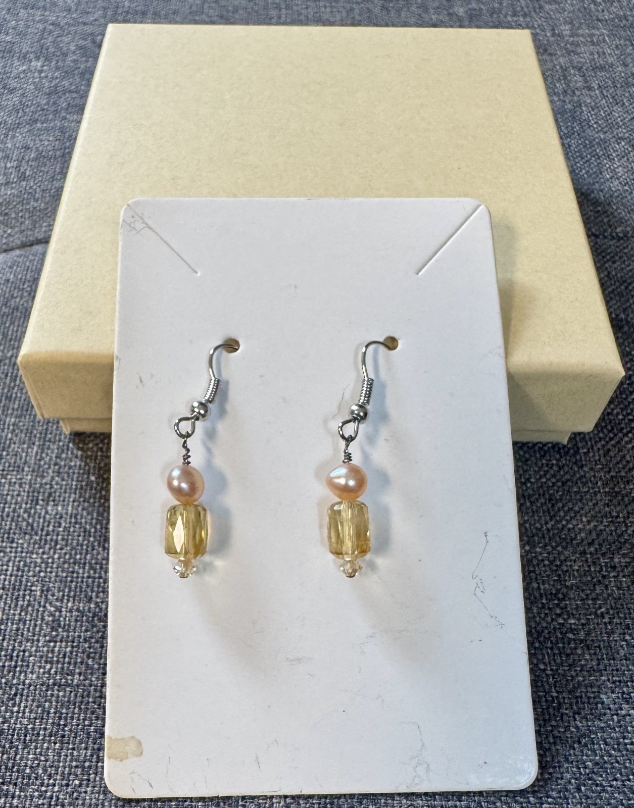 Handcrafted Earrings by USA Artist SS Earwires Genuine Citrine Beads Pink FWP