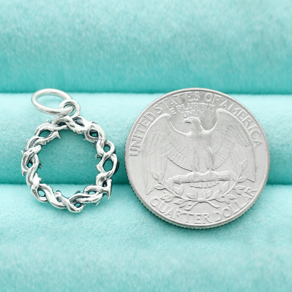 925 Sterling Silver Crown Of Thorns Pendant Jesus Charm Christian Spiritual