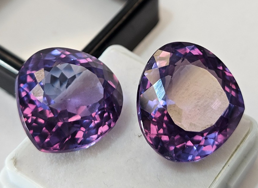 Colour Change 40+ Ct Alexandrite Pear Cut Natural Pair Loose Gemstone