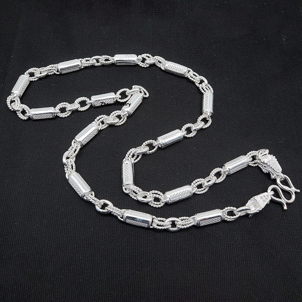 Pure S999 Fine Silver 999 Chain 6mm Cable Link Dragon Necklace 44-45g 21.6inch