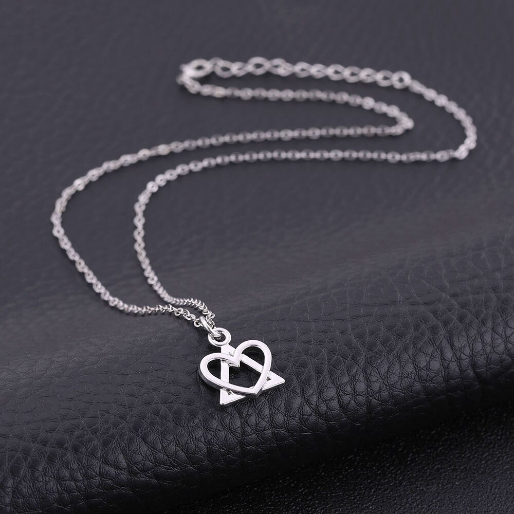 Love Triangle Superimposed Necklace Cute Heart Drop Earrings Femme Jewelry Sets