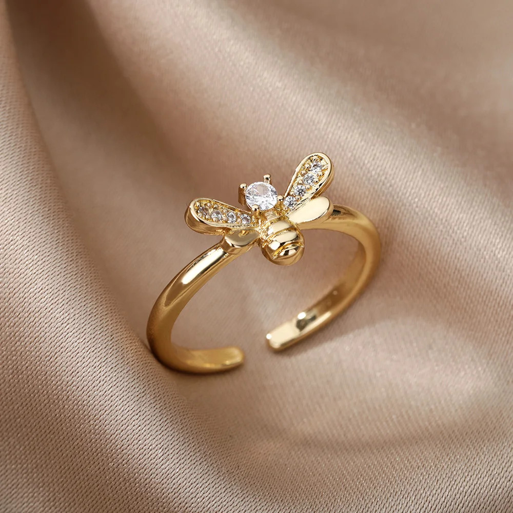 Adjustable Animal Ring Stainless Steel Cubic Zirconia Open Wedding Women Jewelry