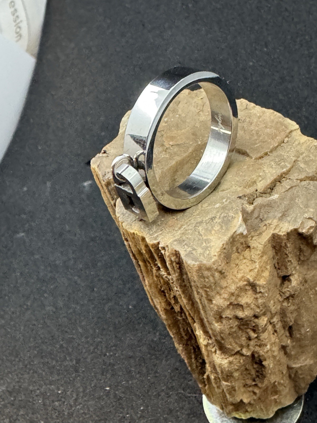 Lock Dangle Charm Ring Stainless Steel 6mm Band Width