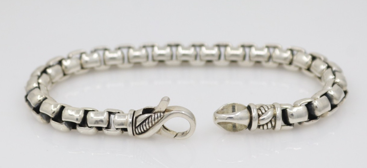 Jai John Hardy Sterling Silver Box Chain Bracelet 8″ – 44.1 Grams