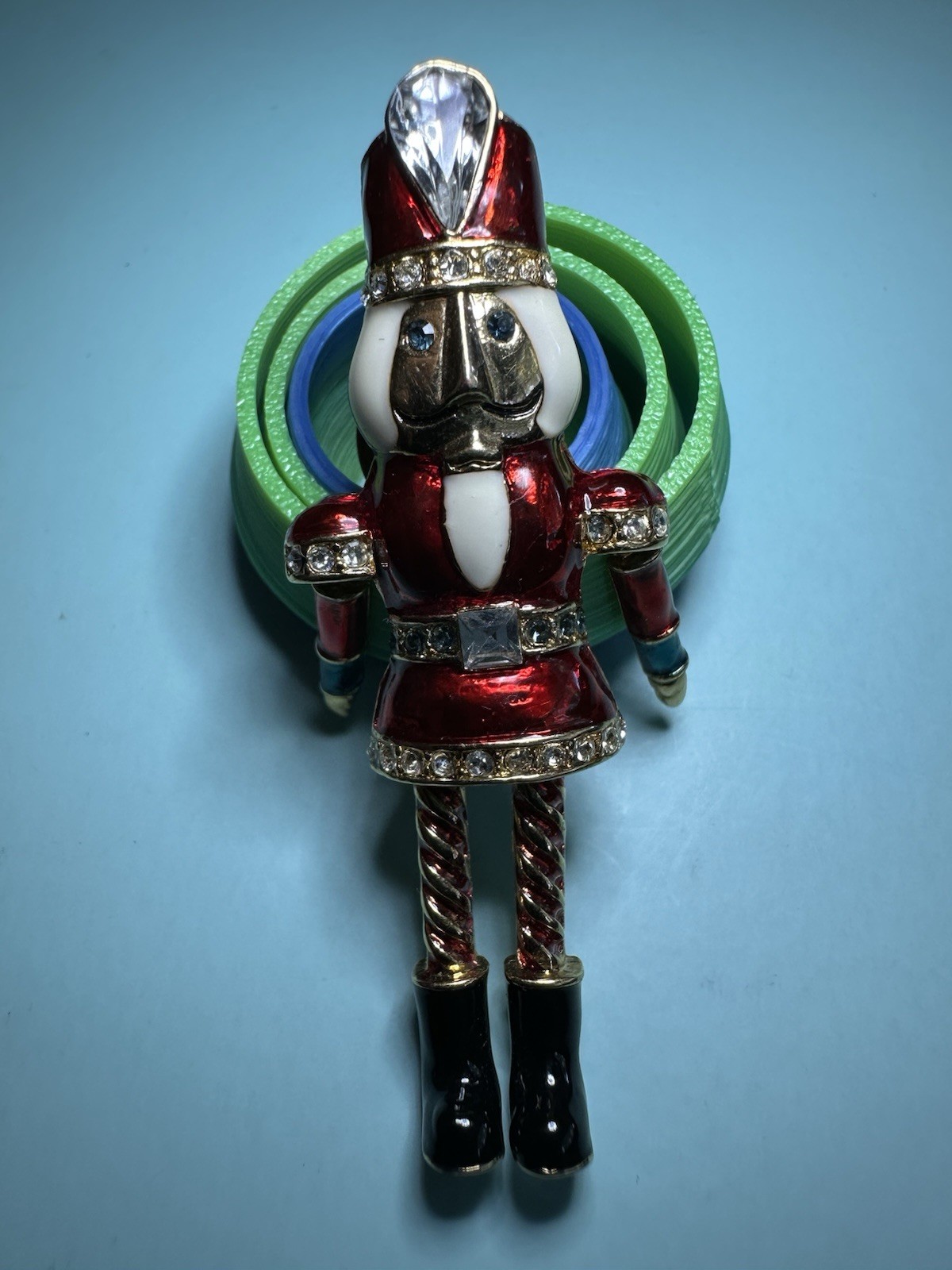 Vintage Avon Articulated Brooch Pin Nutcracker Toy Soldier Rhinestone Enamel