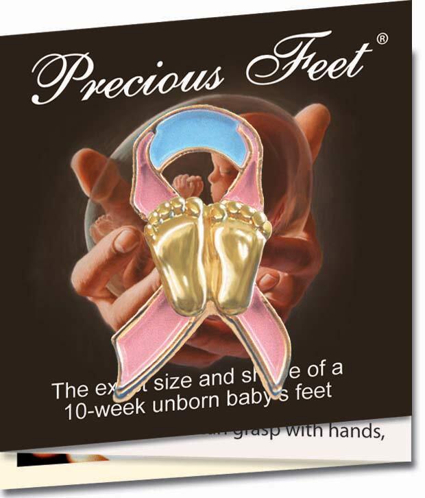 Precious Feet, 14K Gold Plated, Ribbon Jewelry, Lapel Pin