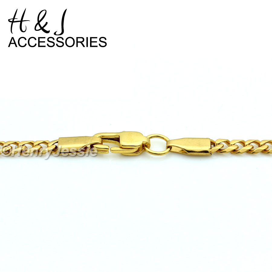 18-36″Stainless Steel 3mm Gold Plated Curb Chain Blue Rhinstone Pendant*AGP98