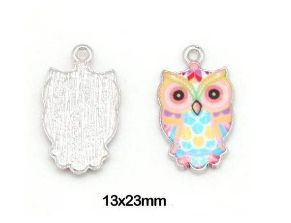 Owl Charms Blue Pink Brown Green Fits European Bracelet or Zipper Pulls DIY