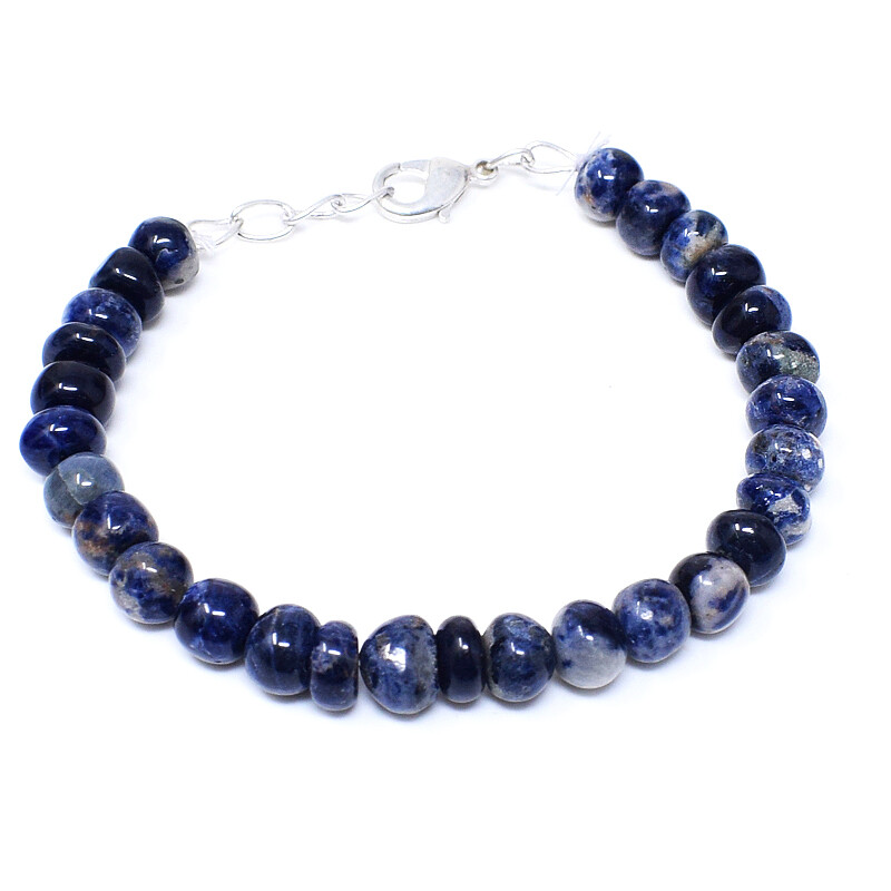 100.00 Cts Natural 7 Inches Long Sodalite Round Shape Beads Bracelet NK 05E65