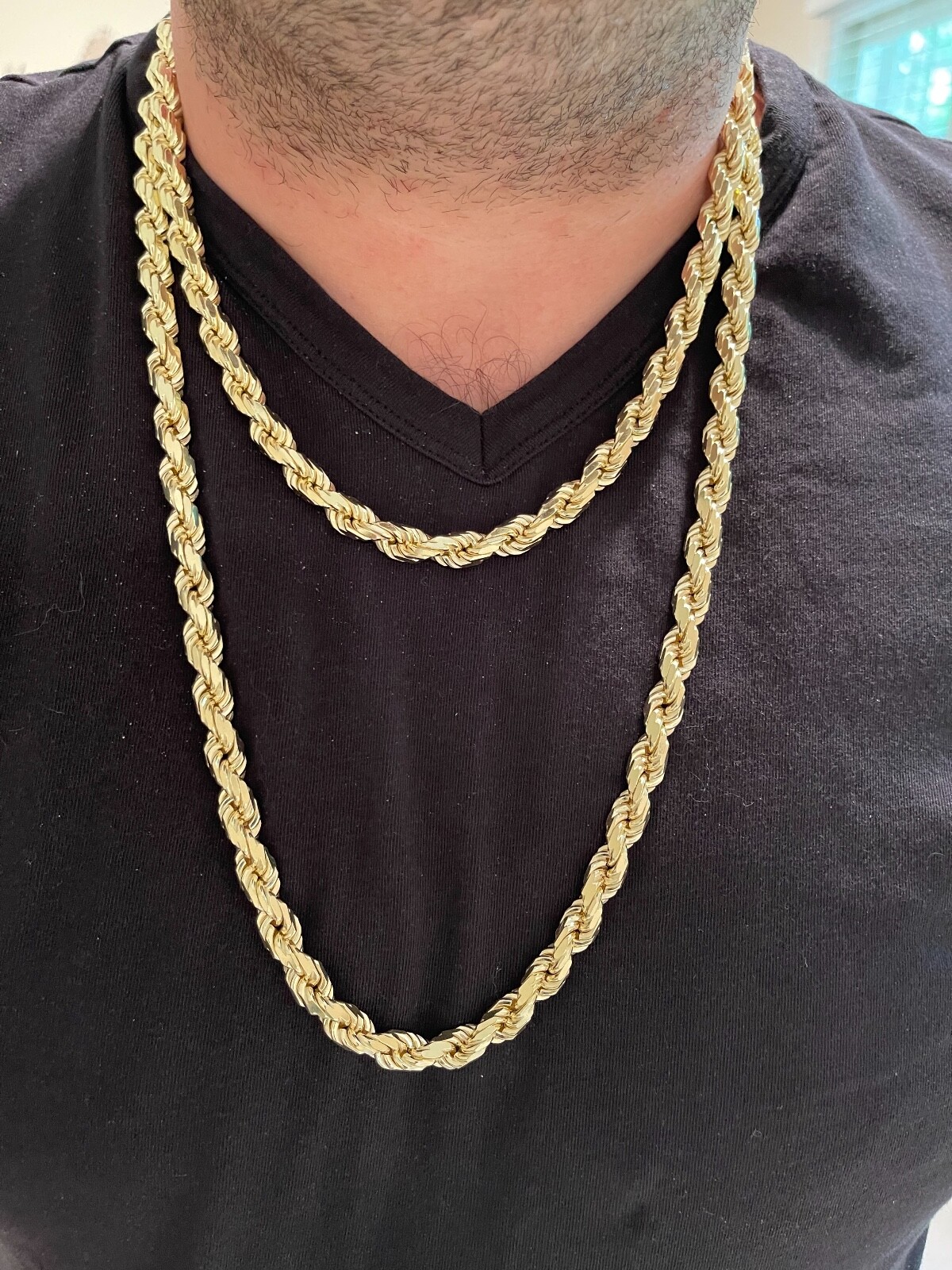 8mm Thick Rope Chain 14k Gold Plated Real Solid 925 Sterling Silver Necklace Big