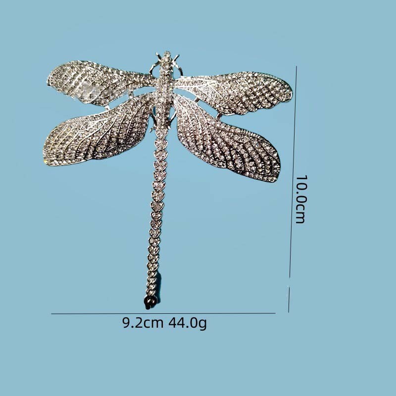 Silver Tone Luxury Dragonfly Insect Woman’s Brooch Pin Clear Rhinestone Crystal