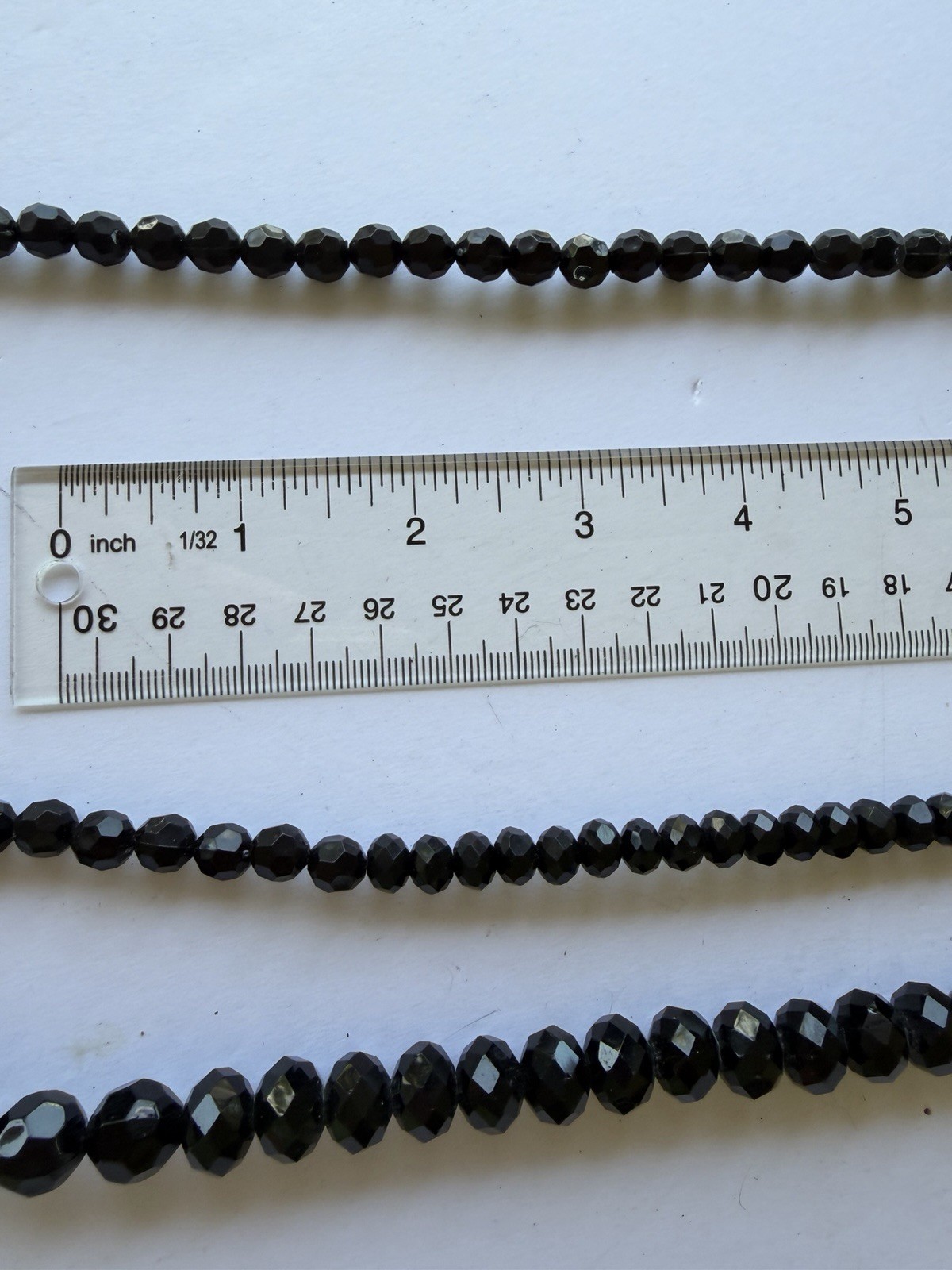 Black Onyx W/ Gold, Clear & Black Glass In 32” Lariat Necklace Adjustable