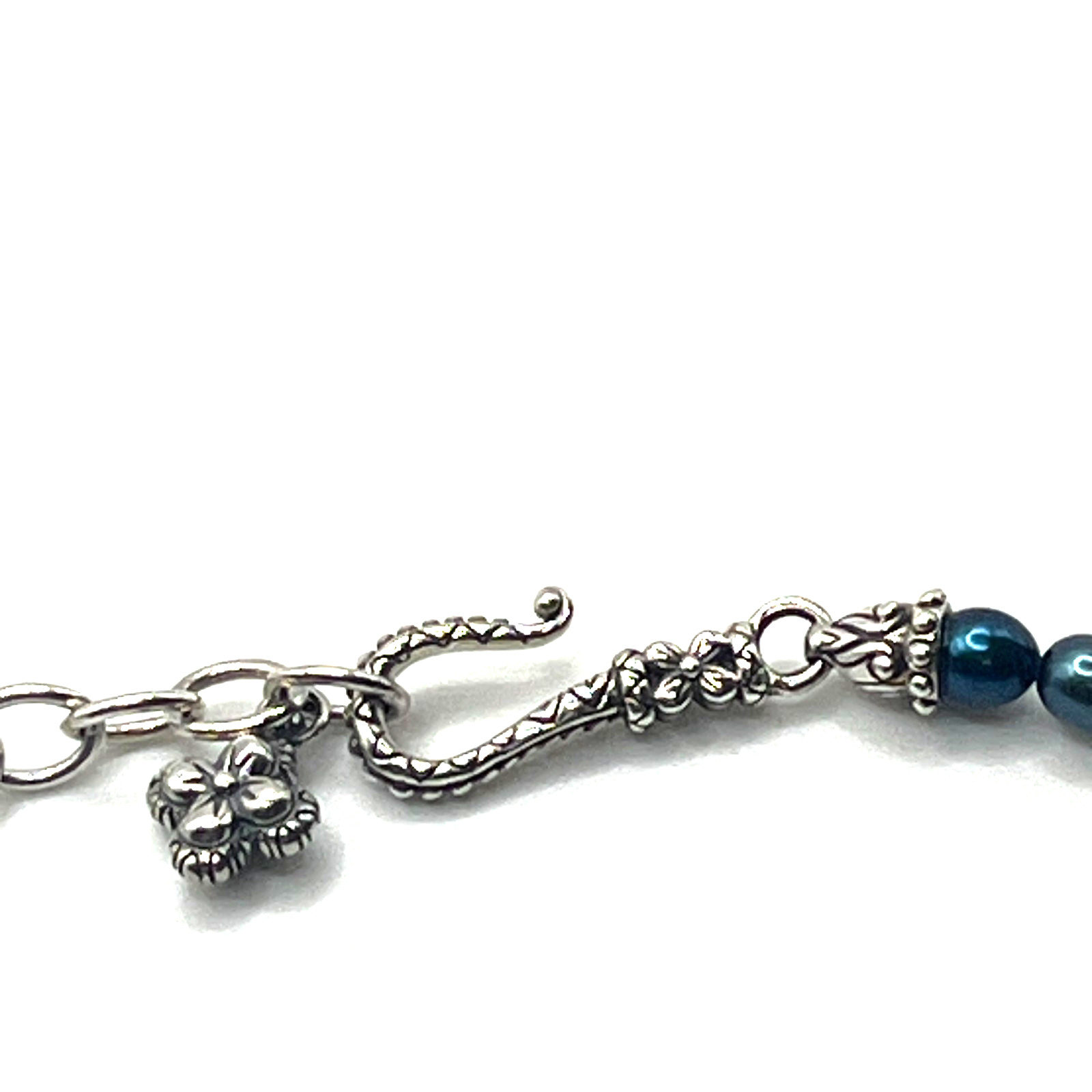 Barbara Bixby Necklace 16 to 20″ Blue Pearl Station Hook Dainty Sterling 925