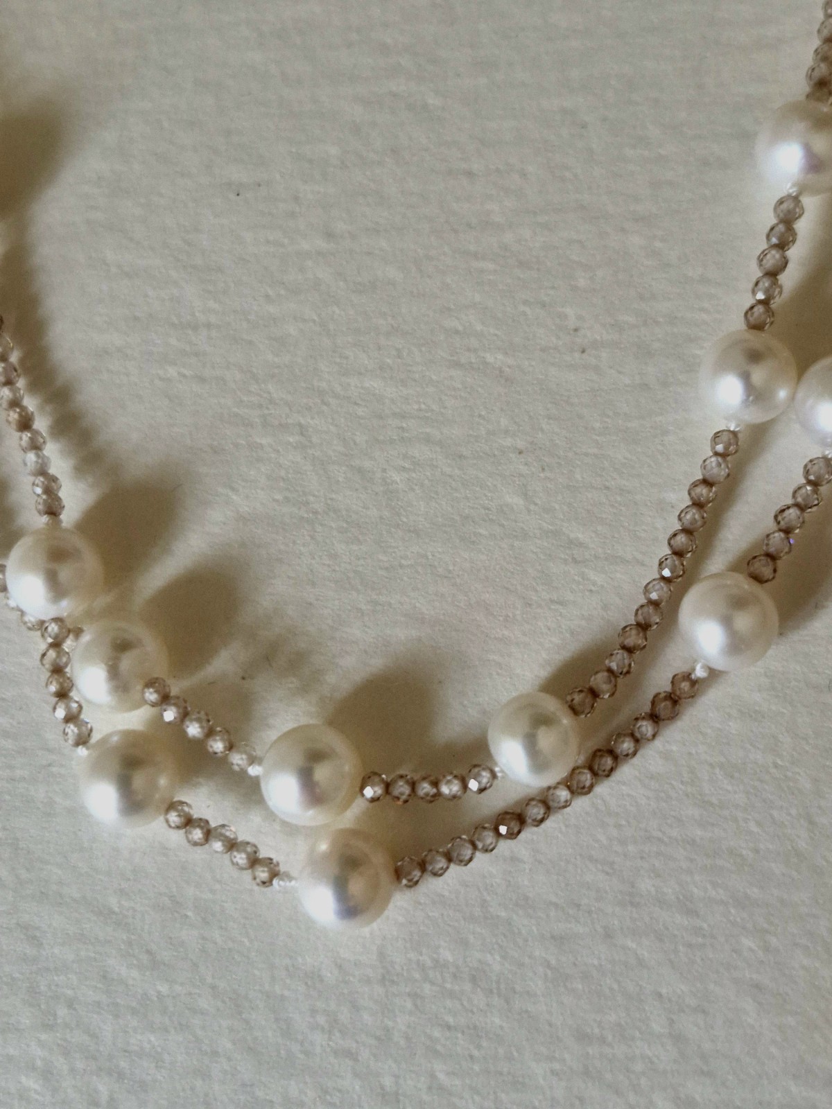 AAA Pearl Necklace 18CT GOLD Clasp with Beige Cubic Zirconia.