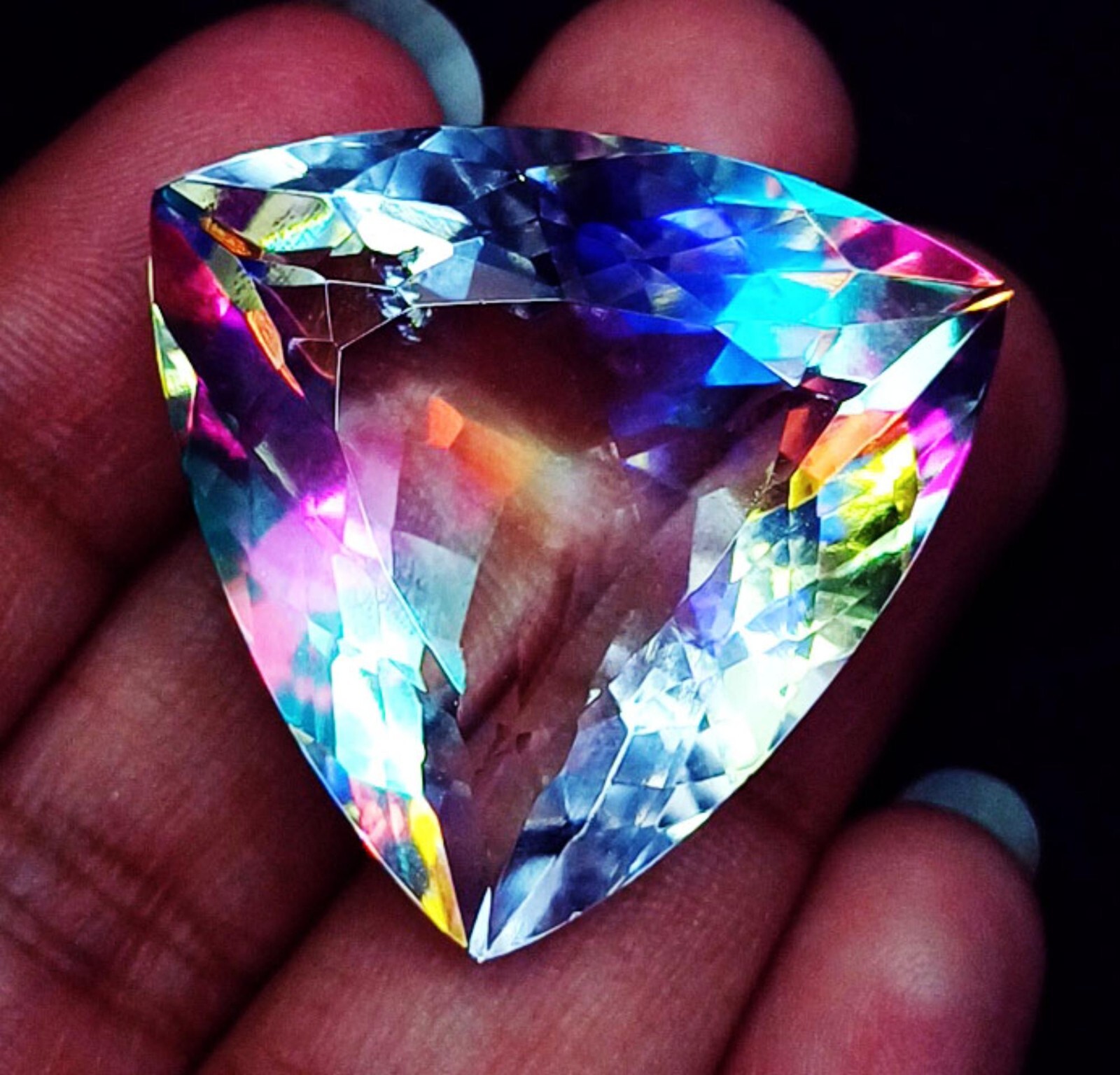 Certified Mystic Quartz Trillion Shape Loose Gemstone 55.00 Ct With Free Gift