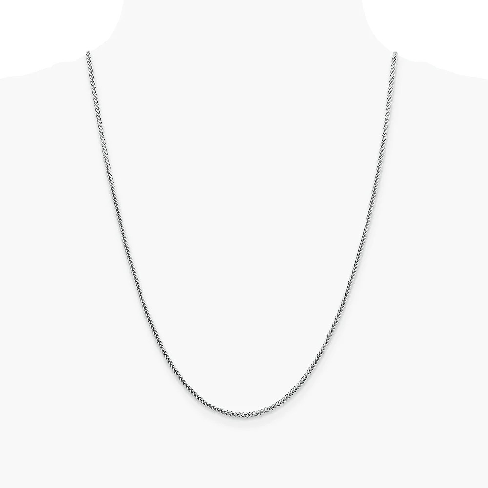 14K White Gold 2.35mm Semi-Solid 3-Wire Wheat Chain Necklace 16″-24″