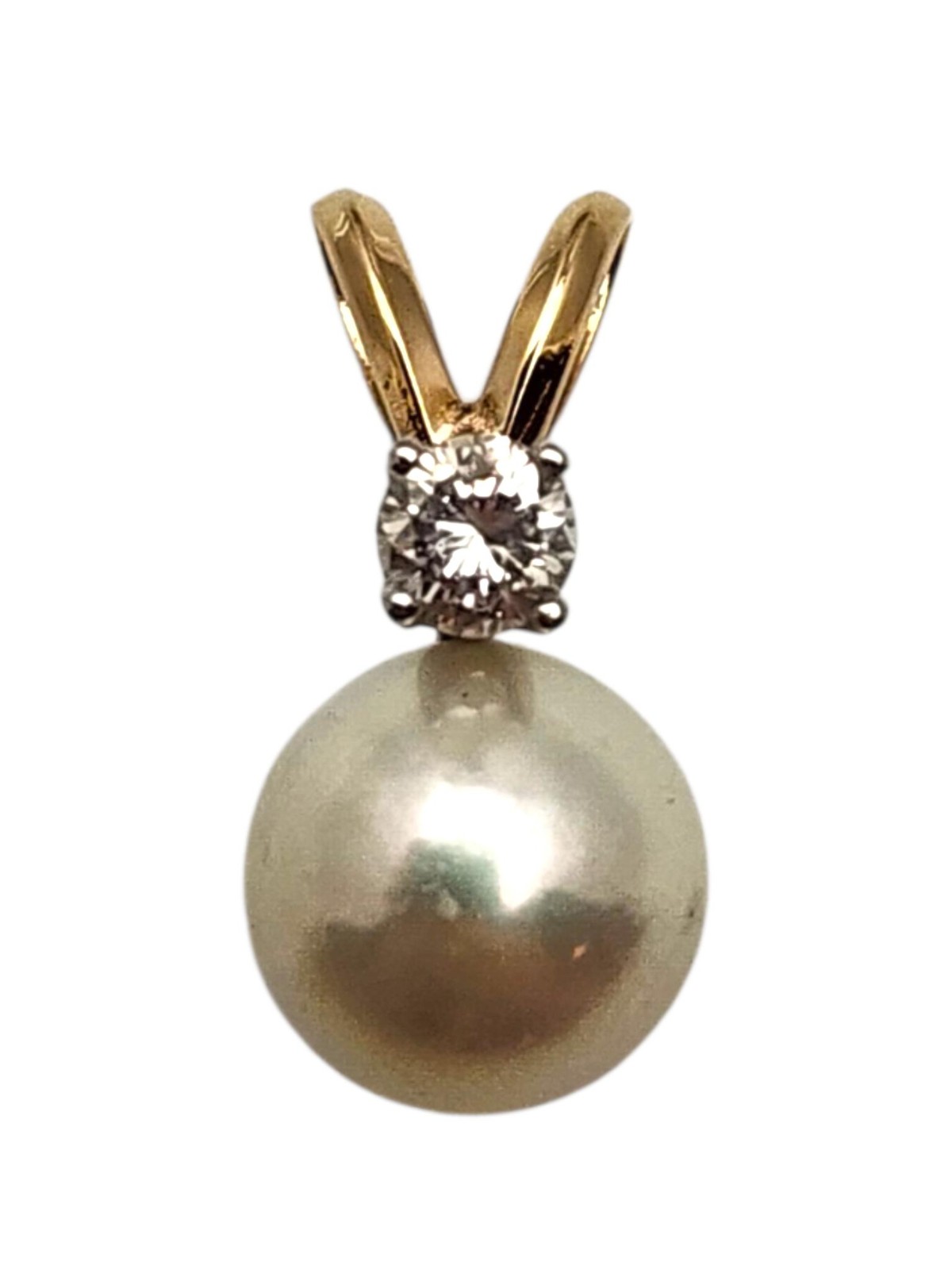 14K Yellow Gold Diamond Pearl Charm #25705