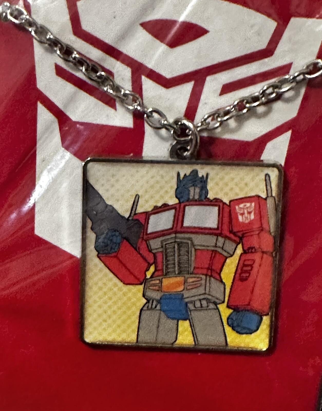 HasbroTransformers Optimus Prime 1.25” X 1.25” Sq. Pendant Necklace Brand New!