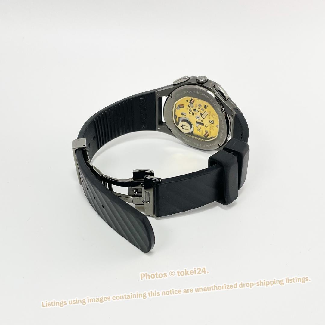 BULOVA Curv Chronograph 98A162 Black Dial Titanium Quartz with Box