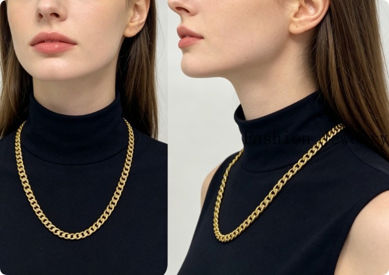 18K Solid Yellow Gold 10mm Curb Cuban Link Chain Necklace Bracelet 26″ Polished