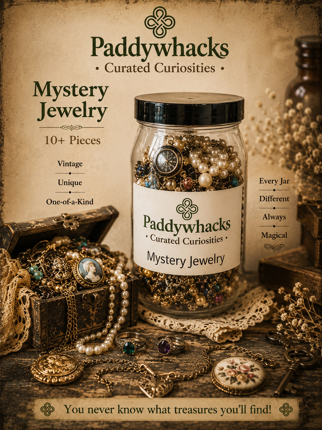 Mystery Jewelry Jar – Curated Surprises of Vintage Costume Jewelry Lot