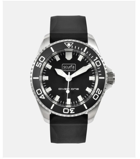 Scurfa Diver One D1-500 ND Quartz 500m Diver Watch Black Dial Rubber Strap