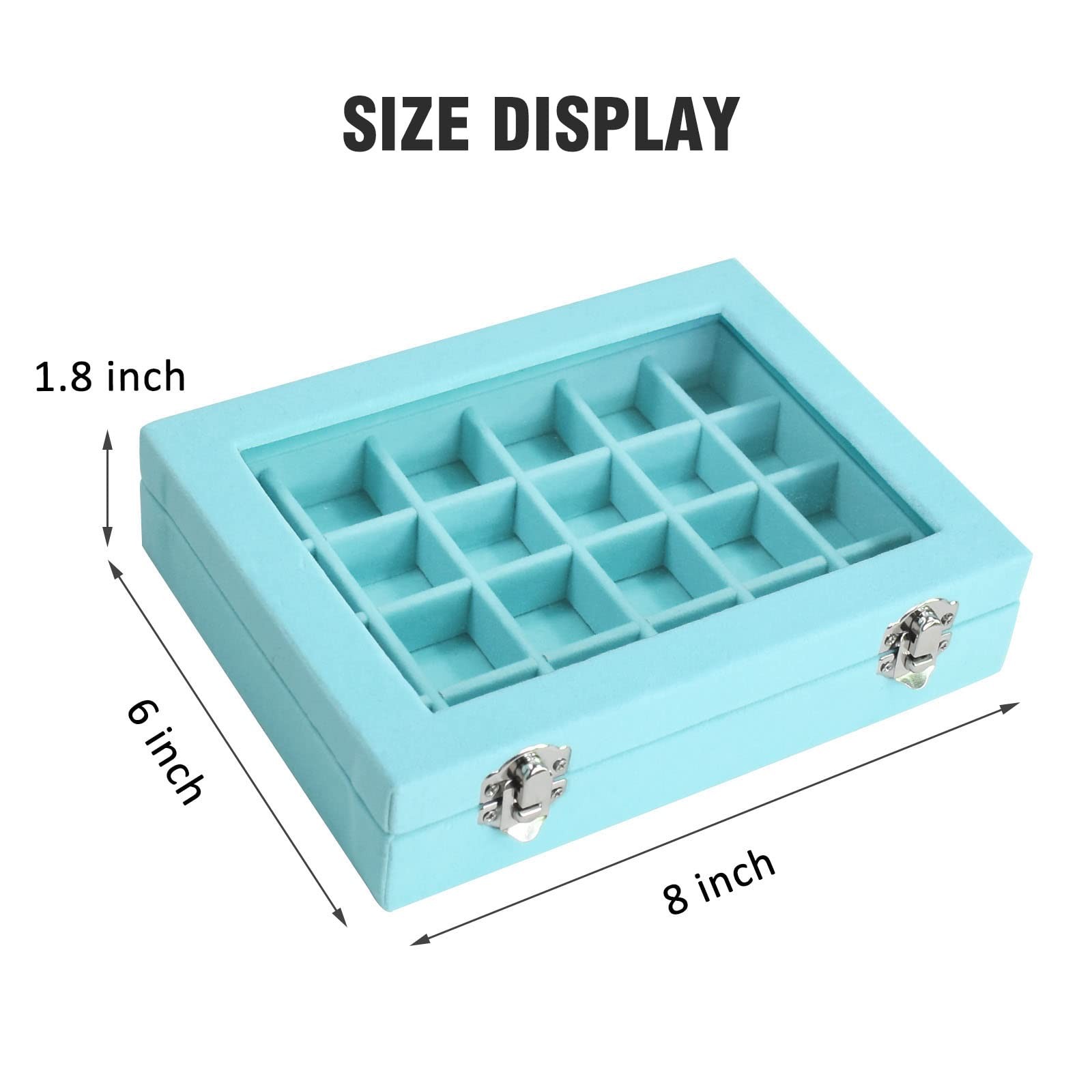Velvet Jewelry Box 24 Grid Ring Earrings Display Organiser Case for Girls Women