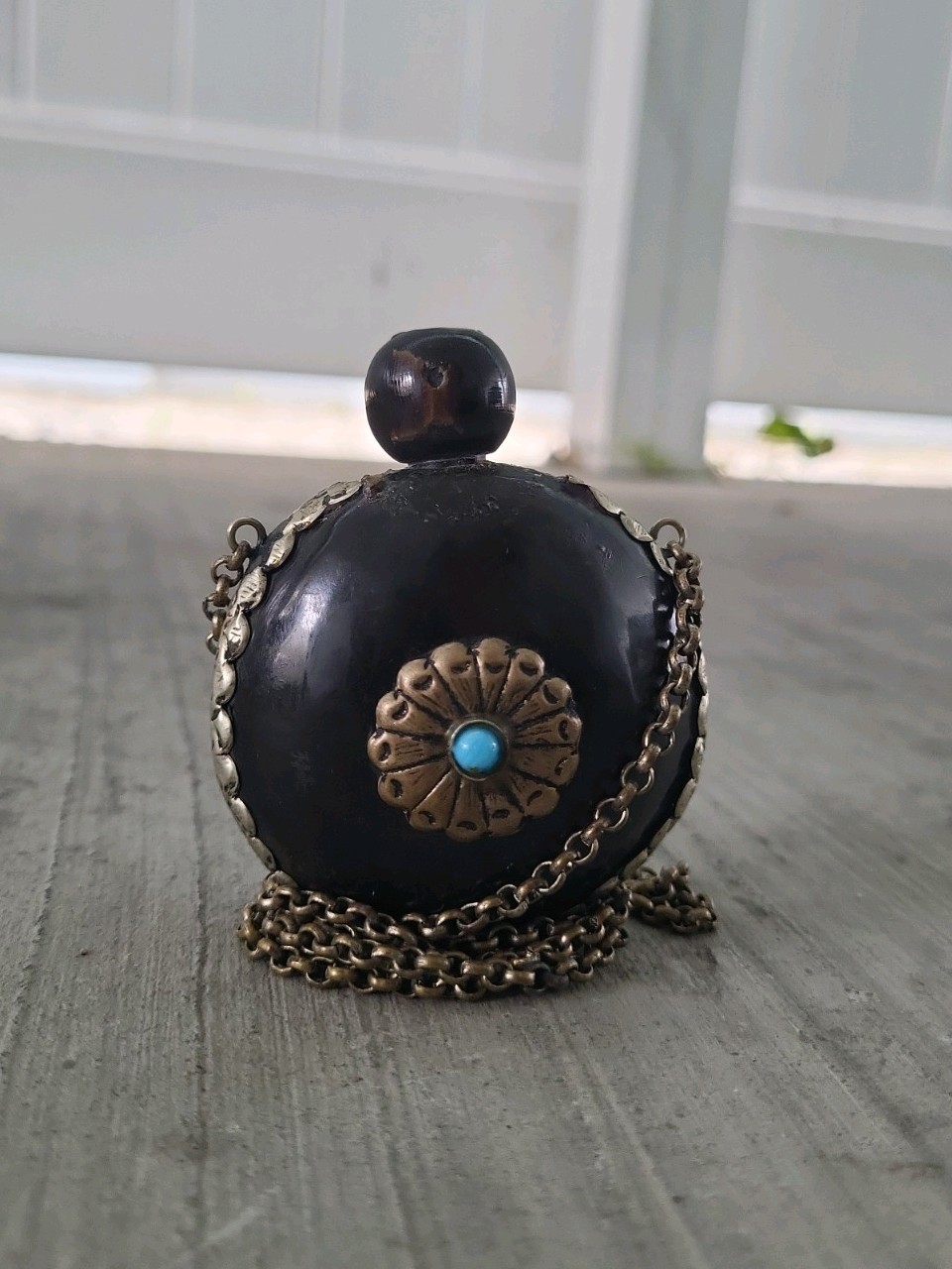 Vintage Bohemian Perfume Flask Pendant Necklace | Antique Snuff Bottle Charm