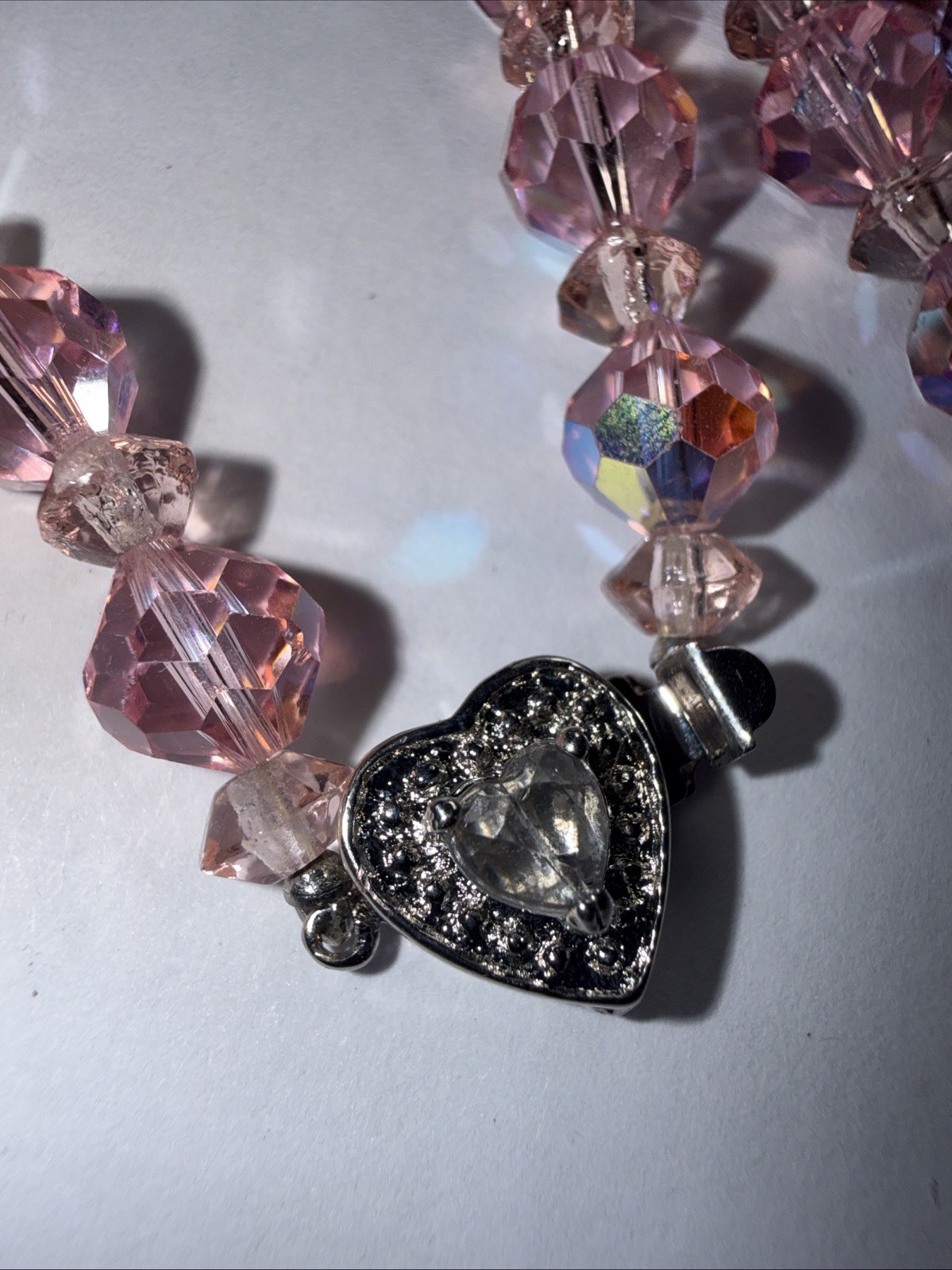 Necklace Bracelet Earrings Set Pink AB Crystal Vintage Marriage?