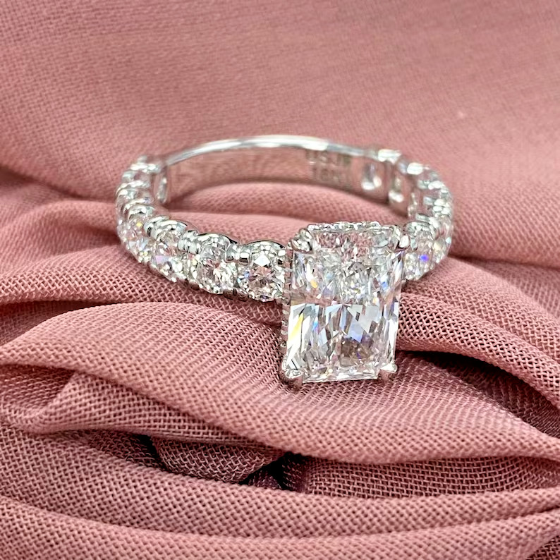 Elegant 4.50 Ct Radiant Cut Lab-Grown Diamond Engagement Ring in 14K White Gold