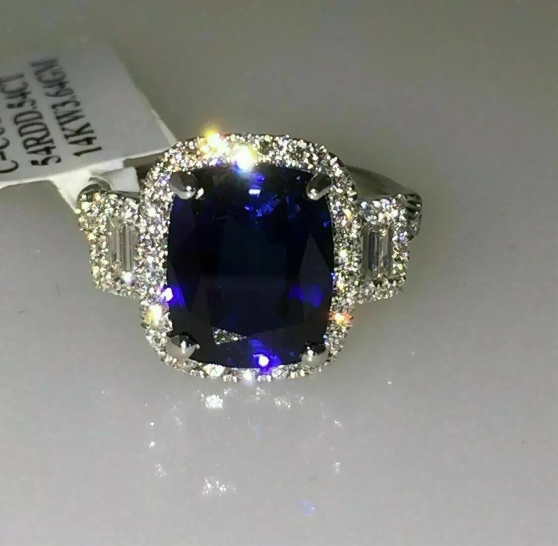 2Ct Lab Created Sapphire Halo Engagement Wedding Ring 14K White Gold Finish