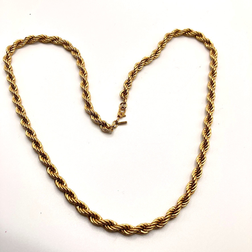Monet rope chain necklace gold plated metal 51cm vtg unisex costume jewellery