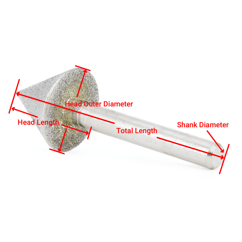 60 Degrees Diamond Tapered Grinding Head Rotary Burrs CNC Router Bits Grit 150
