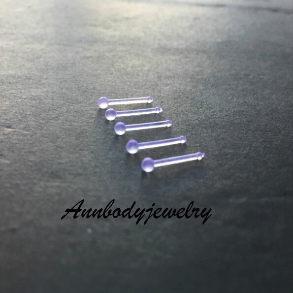 22G 20G 18G 8mm Bioplast Nose Bone STUD Clear Flexible Retainer 2mm Ball