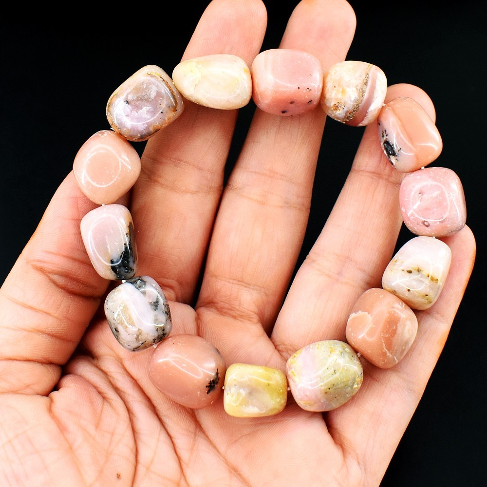 Dazzling Pink Australian Opal 248.00 Cts Stretchable Bracelet Beaded VK 45 AZ6
