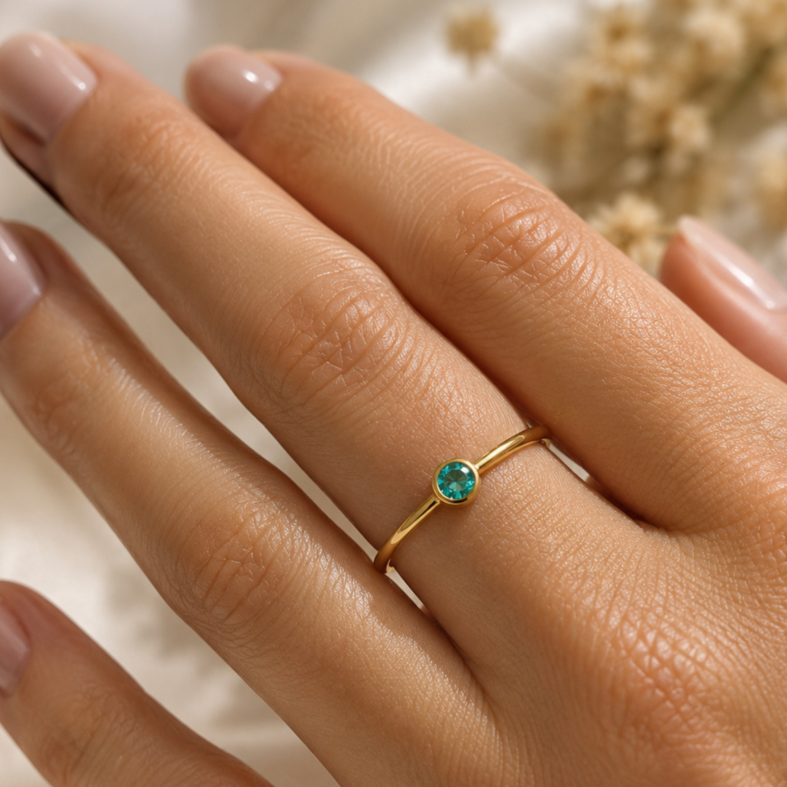 9ct solid Gold Gemstone stacking Ring Fully hallmarked size L BNWT