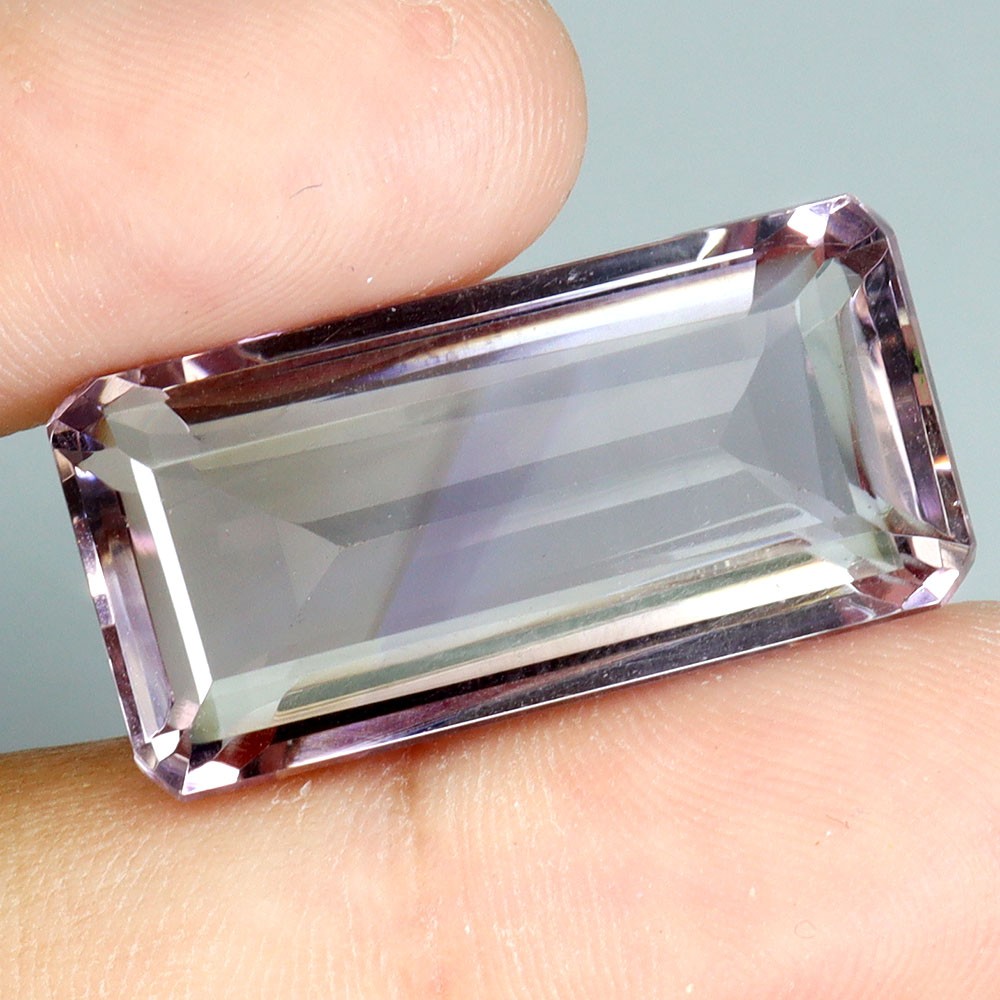Octagon Natural Bi Color Purple Yellow Ametrine Brazil 23.54ct 24x12mm Gemstone