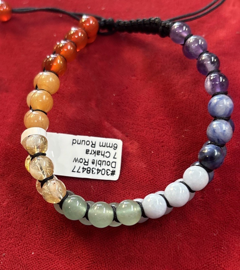 Adjustable 6 Mm Round Double Row Chakra Bracelet